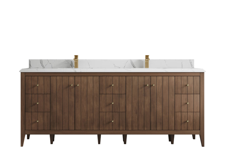 Atlanta Teak Wood 84 in. W x 22 in. D Double Sink Bathroom Vanity - photo 25