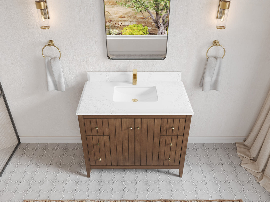Atlanta Teak Wood 42 in. W x 22 in. D Single Sink Bathroom Vanity