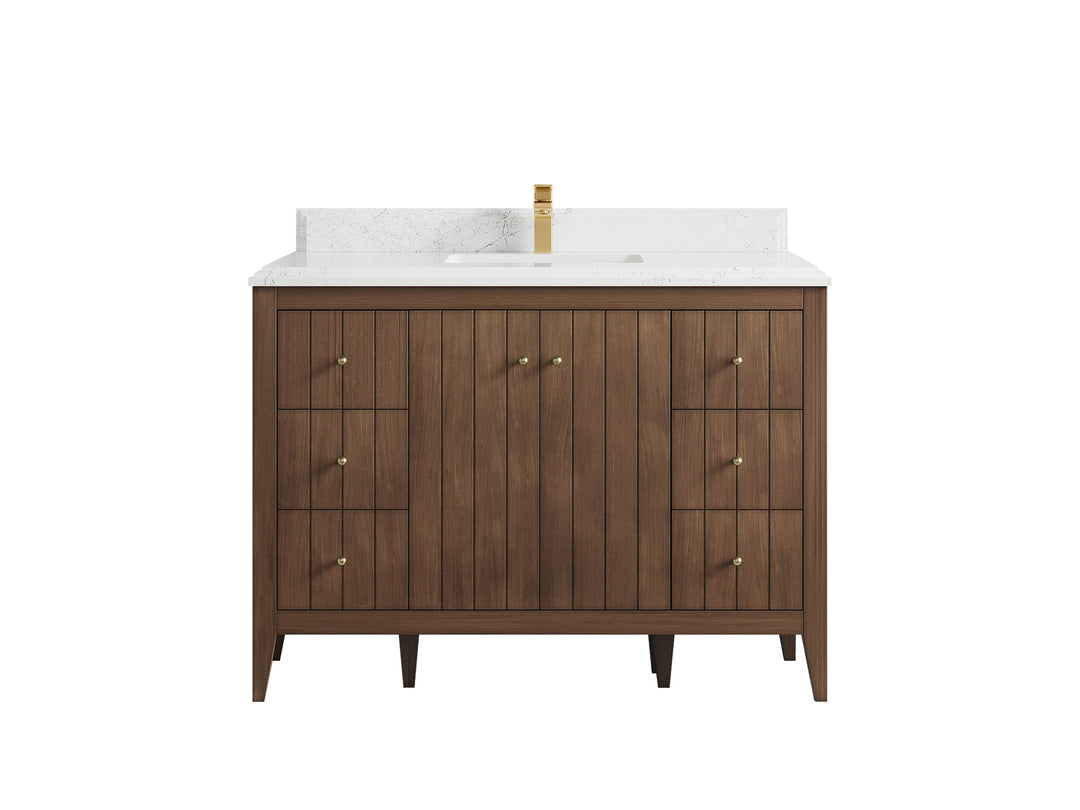 Atlanta Teak Wood 48 in. W x 22 in. D Single Sink Bathroom Vanity
