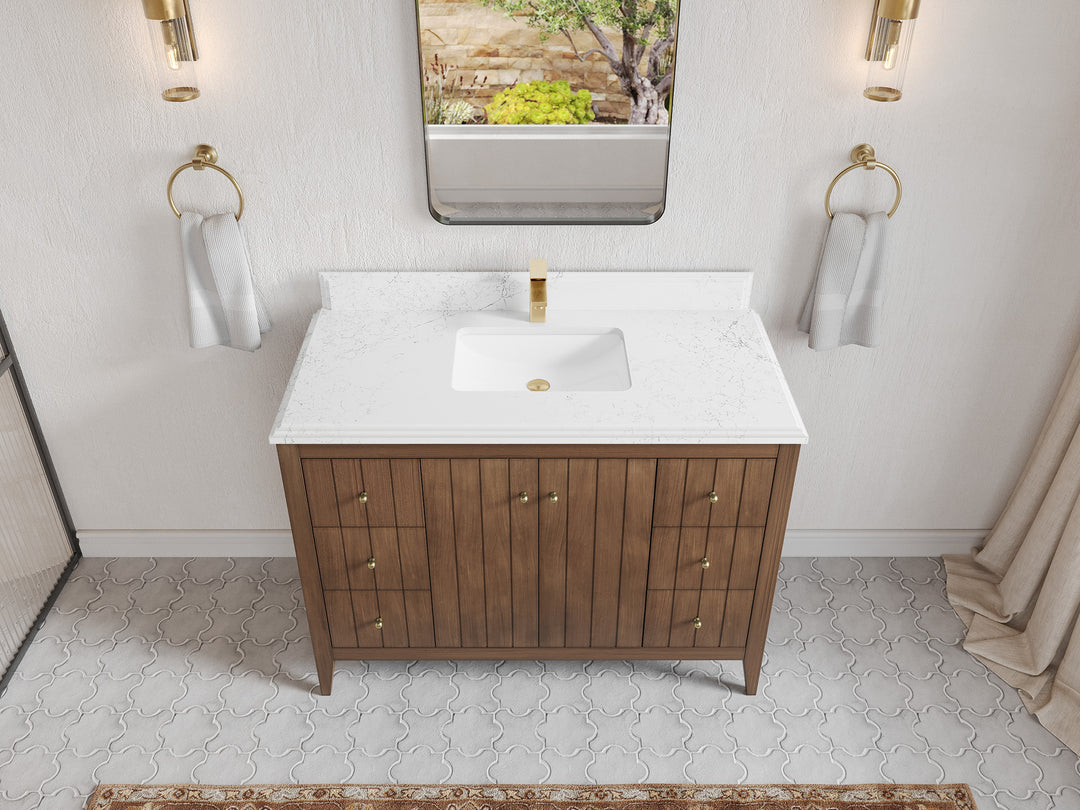 Atlanta Teak Wood 48 in. W x 22 in. D Single Sink Bathroom Vanity