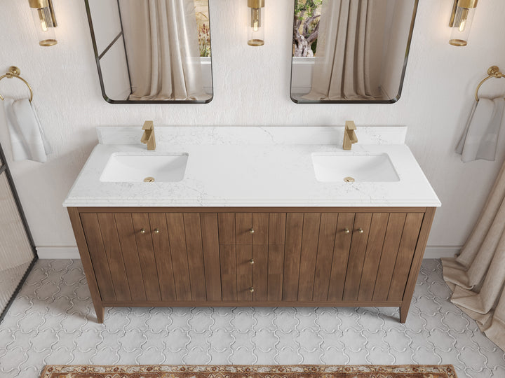 Atlanta Teak Wood 72 in. W x 22 in. D Double Sink Bathroom Vanity - photo 24