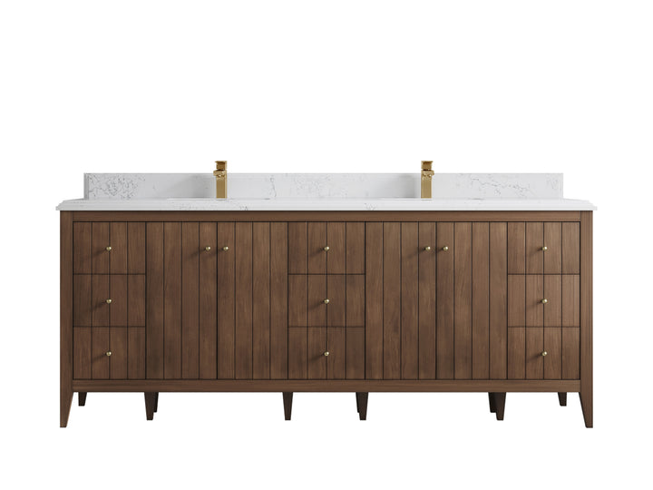 Atlanta Teak Wood 84 in. W x 22 in. D Double Sink Bathroom Vanity - photo 27
