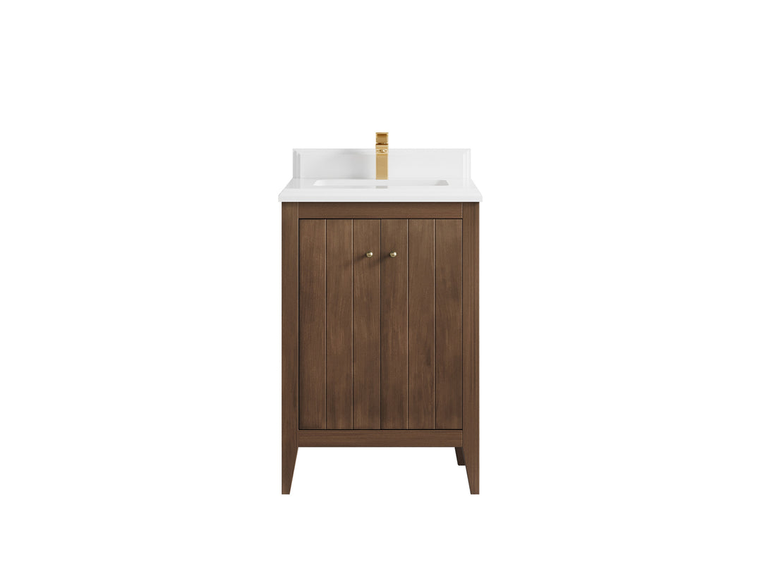 Atlanta Teak Wood 24 in. W x 22 in. D Single Sink Bathroom Vanity