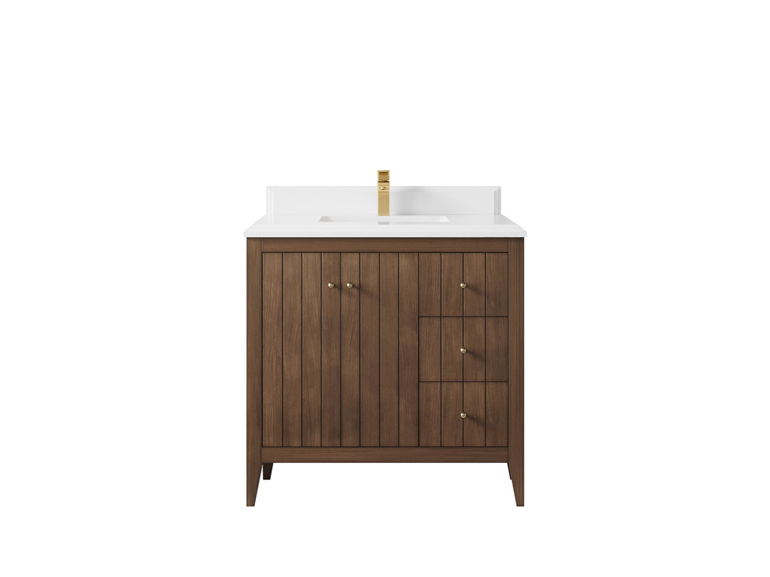 Atlanta Teak Wood 36 in. W x 22 in. D Center Sink Bathroom Vanity