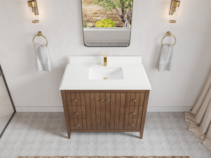 Atlanta Teak Wood 42 in. W x 22 in. D Single Sink Bathroom Vanity - photo 26