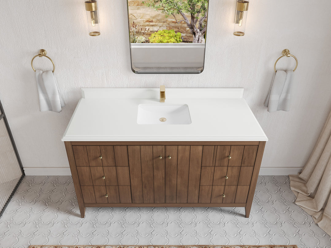 Atlanta Teak Wood 60 in. W x 22 in. D Single Sink Bathroom Vanity