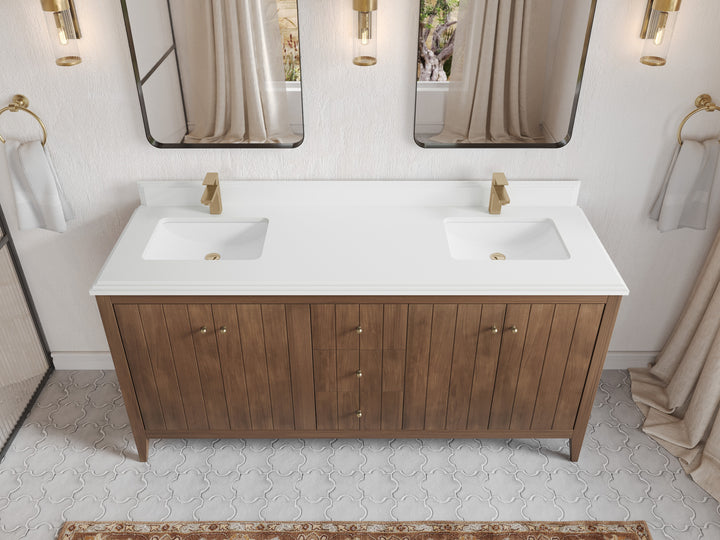 Atlanta Teak Wood 72 in. W x 22 in. D Double Sink Bathroom Vanity - photo 54