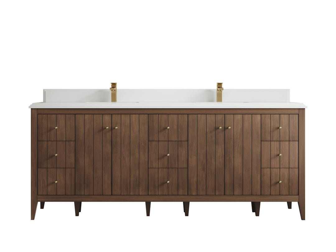 Atlanta Teak Wood 84 in. W x 22 in. D Double Sink Bathroom Vanity