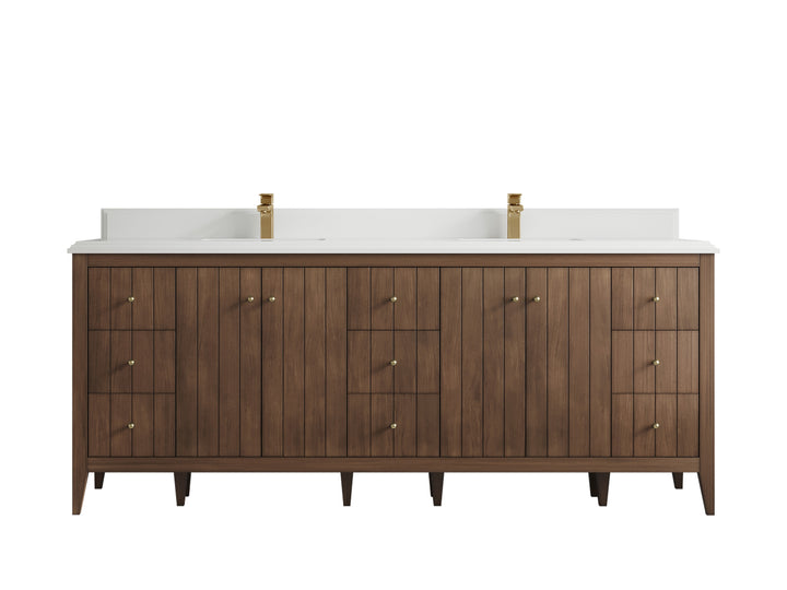 Atlanta Teak Wood 84 in. W x 22 in. D Double Sink Bathroom Vanity - photo 29