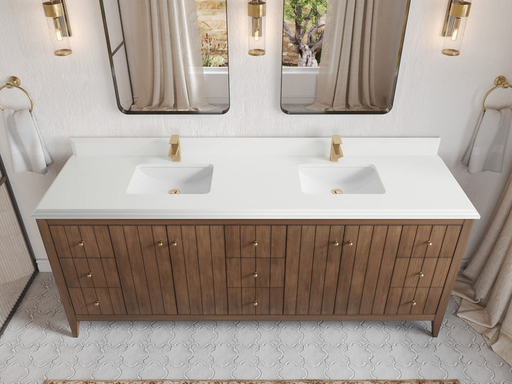 Atlanta Teak Wood 84 in. W x 22 in. D Double Sink Bathroom Vanity - photo 57