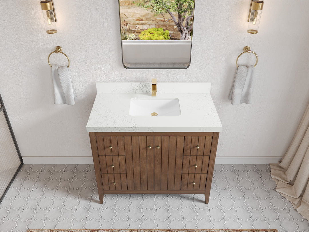 Atlanta Teak Wood 42 in. W x 22 in. D Single Sink Bathroom Vanity