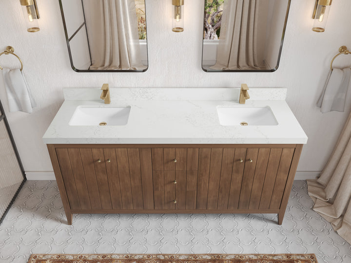 Atlanta Teak Wood 72 in. W x 22 in. D Double Sink Bathroom Vanity - photo 28