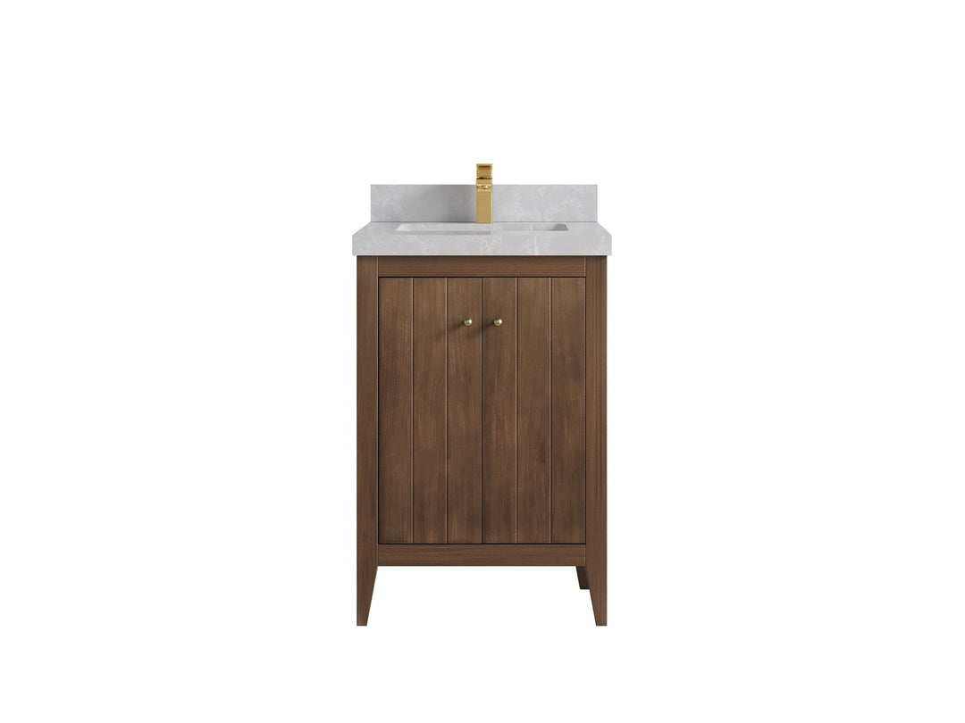 Atlanta Teak Wood 24 in. W x 22 in. D Single Sink Bathroom Vanity