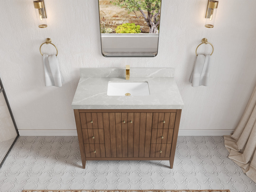 Atlanta Teak Wood 42 in. W x 22 in. D Single Sink Bathroom Vanity