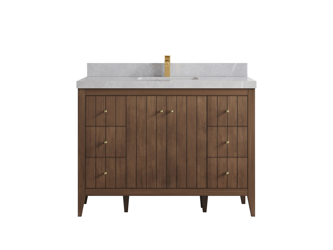 Atlanta Teak Wood 48 in. W x 22 in. D Single Sink Bathroom Vanity