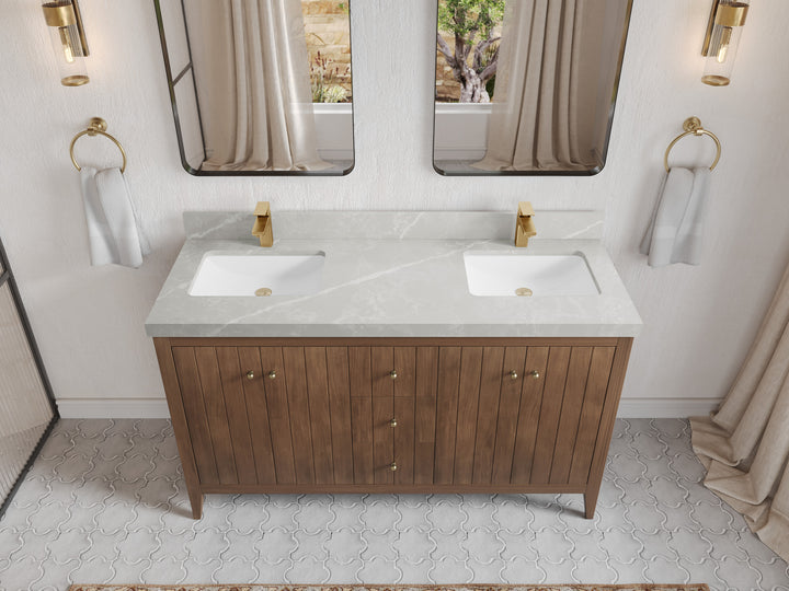 Atlanta Teak Wood 60 in. W x 22 in. D Double Sink Bathroom Vanity - photo 61