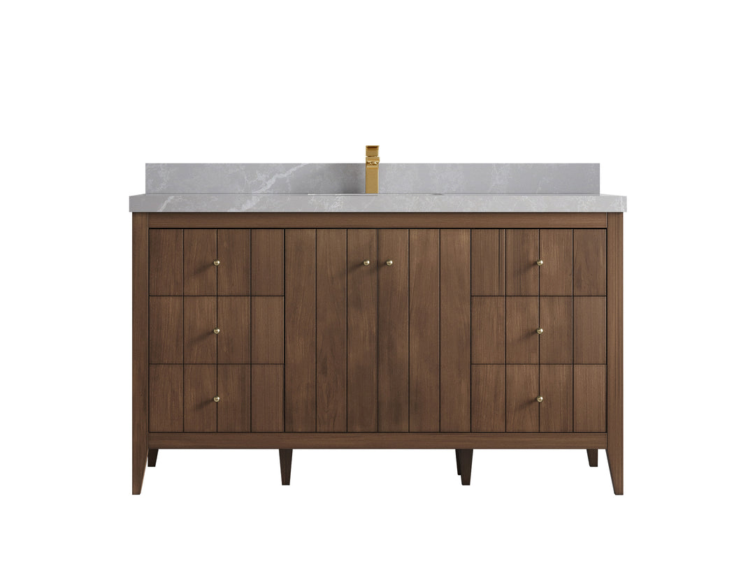 Atlanta Teak Wood 60 in. W x 22 in. D Single Sink Bathroom Vanity