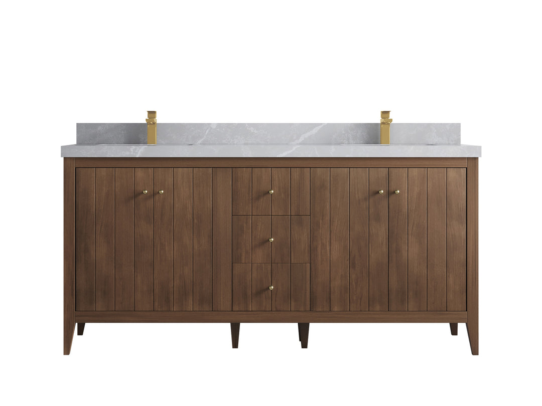 Atlanta Teak Wood 72 in. W x 22 in. D Double Sink Bathroom Vanity