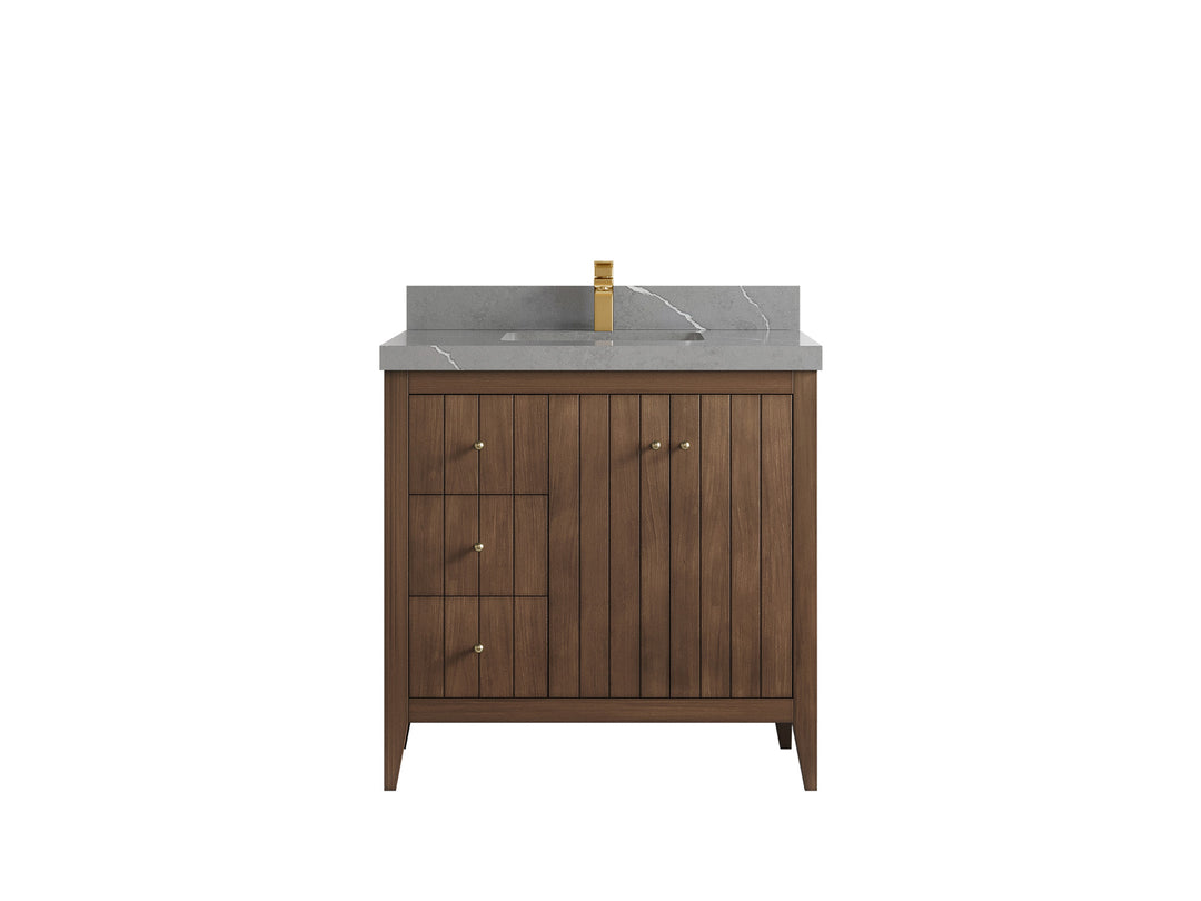 Atlanta Teak Wood 36 in. W x 22 in. D Center Sink Bathroom Vanity