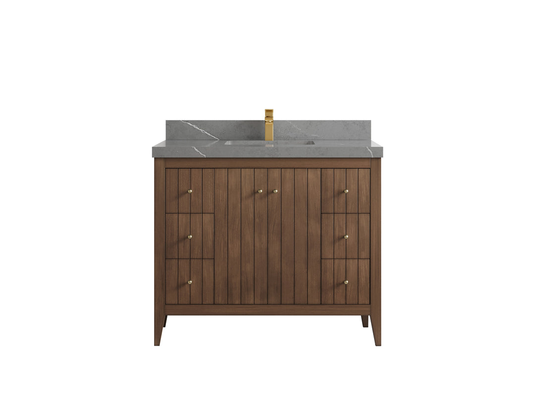 Atlanta Teak Wood 42 in. W x 22 in. D Single Sink Bathroom Vanity