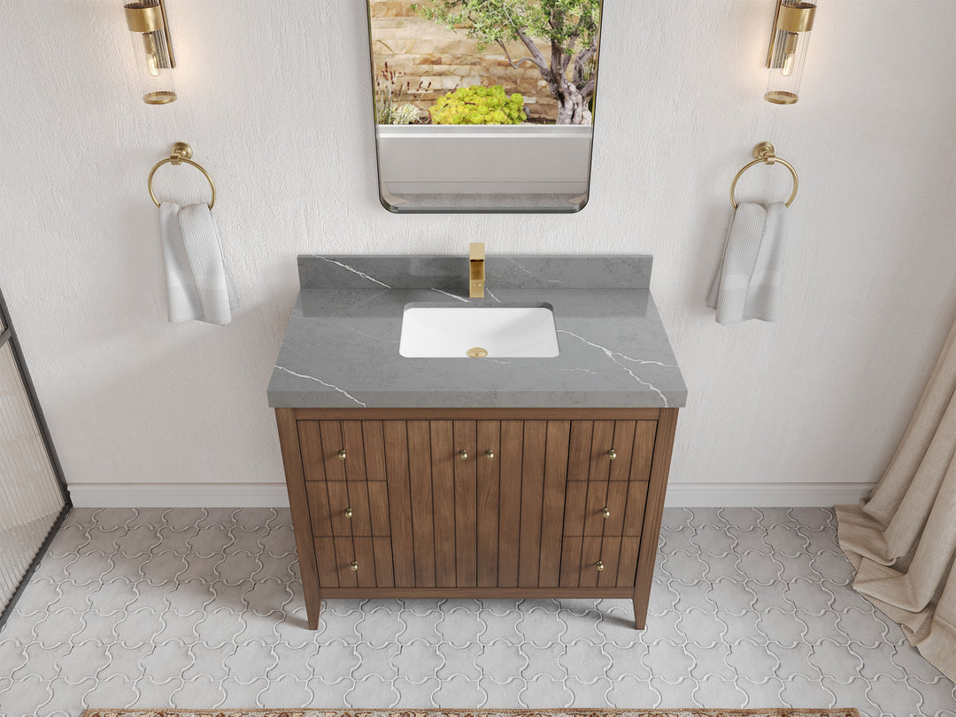 Atlanta Teak Wood 42 in. W x 22 in. D Single Sink Bathroom Vanity