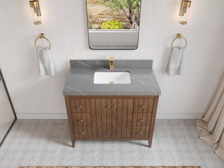 Atlanta Teak Wood 42 in. W x 22 in. D Single Sink Bathroom Vanity - photo 32