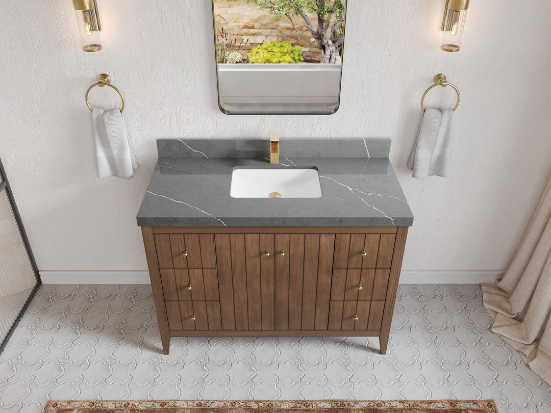 Atlanta Teak Wood 48 in. W x 22 in. D Single Sink Bathroom Vanity