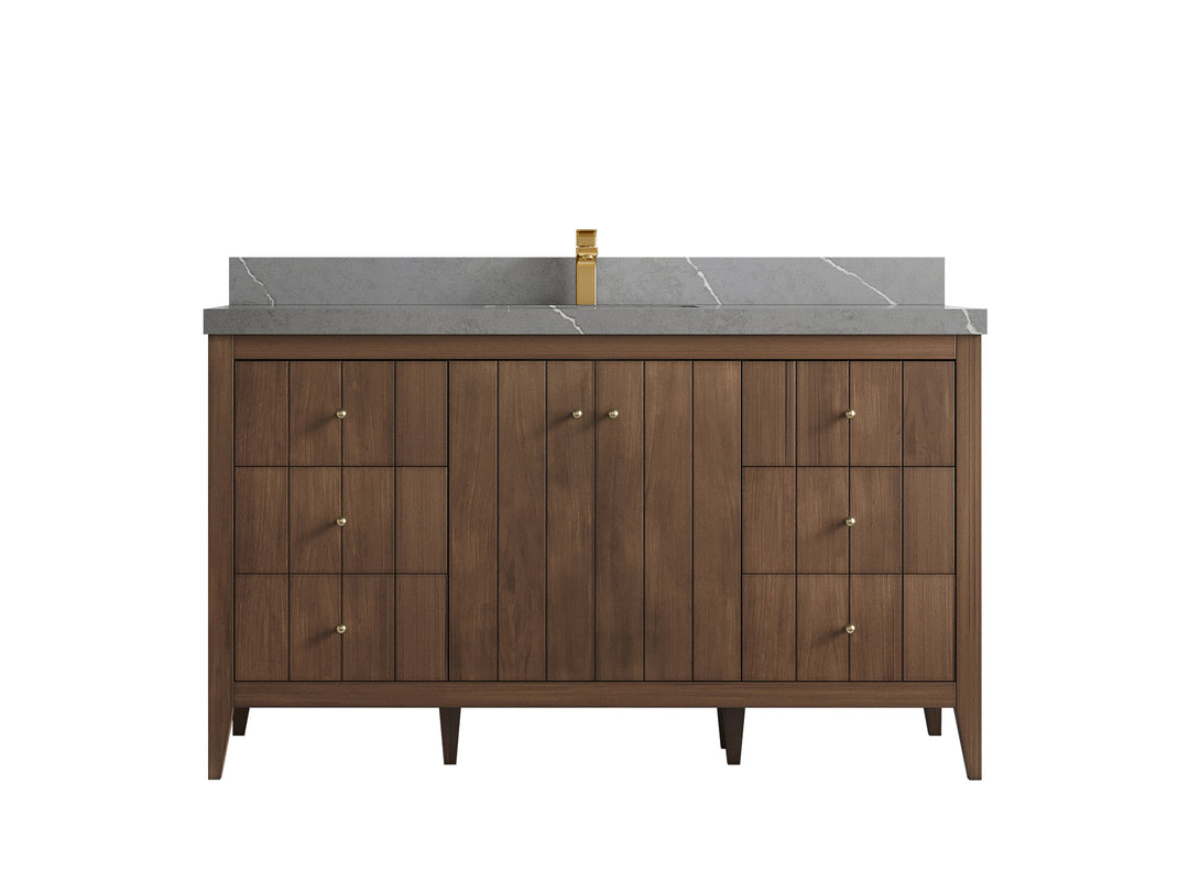 Atlanta Teak Wood 60 in. W x 22 in. D Single Sink Bathroom Vanity