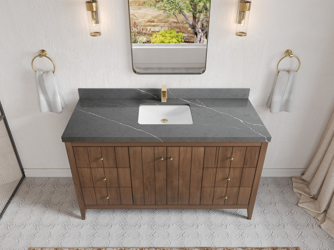 Atlanta Teak Wood 60 in. W x 22 in. D Single Sink Bathroom Vanity