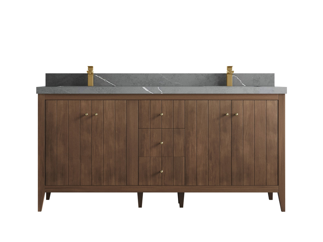 Atlanta Teak Wood 72 in. W x 22 in. D Double Sink Bathroom Vanity