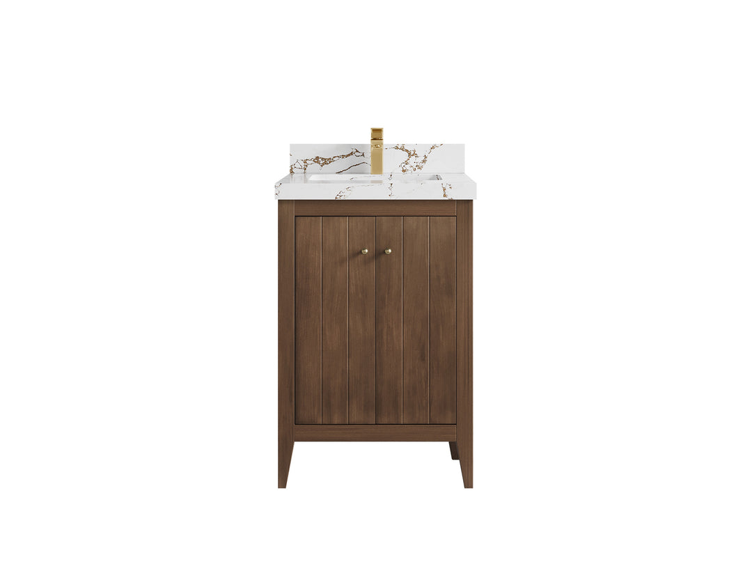 Atlanta Teak Wood 24 in. W x 22 in. D Single Sink Bathroom Vanity