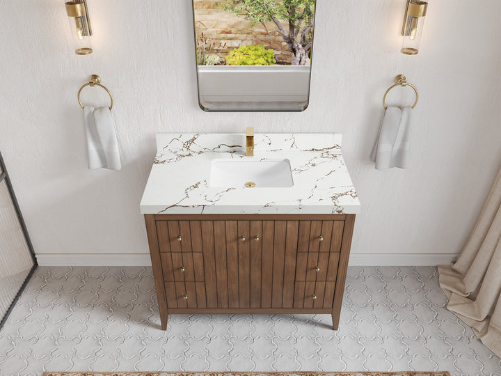 Atlanta Teak Wood 42 in. W x 22 in. D Single Sink Bathroom Vanity - photo 34