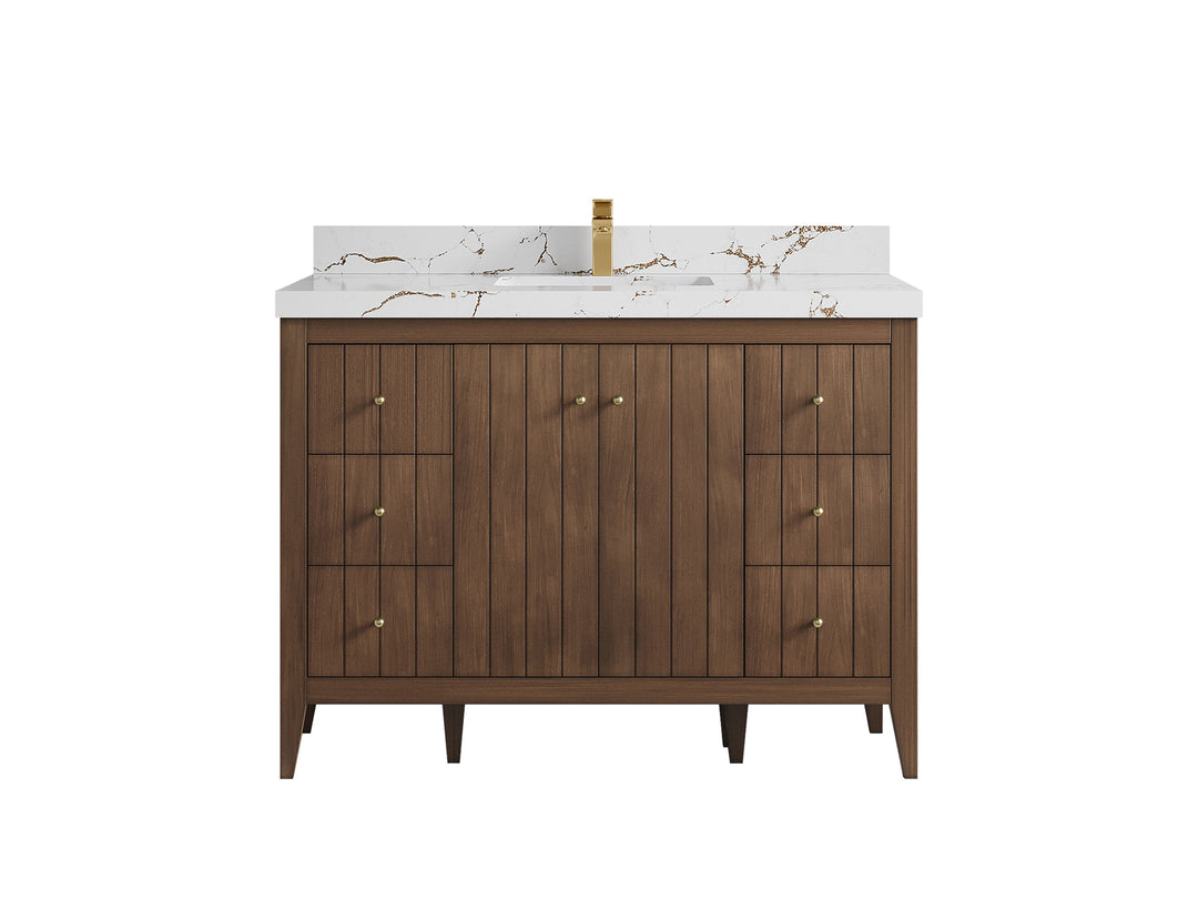 Atlanta Teak Wood 48 in. W x 22 in. D Single Sink Bathroom Vanity