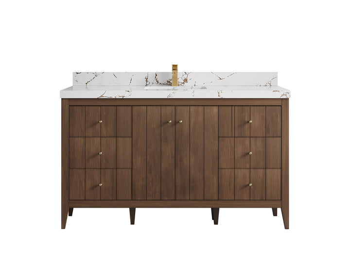 Atlanta Teak Wood 60 in. W x 22 in. D Single Sink Bathroom Vanity - photo 35