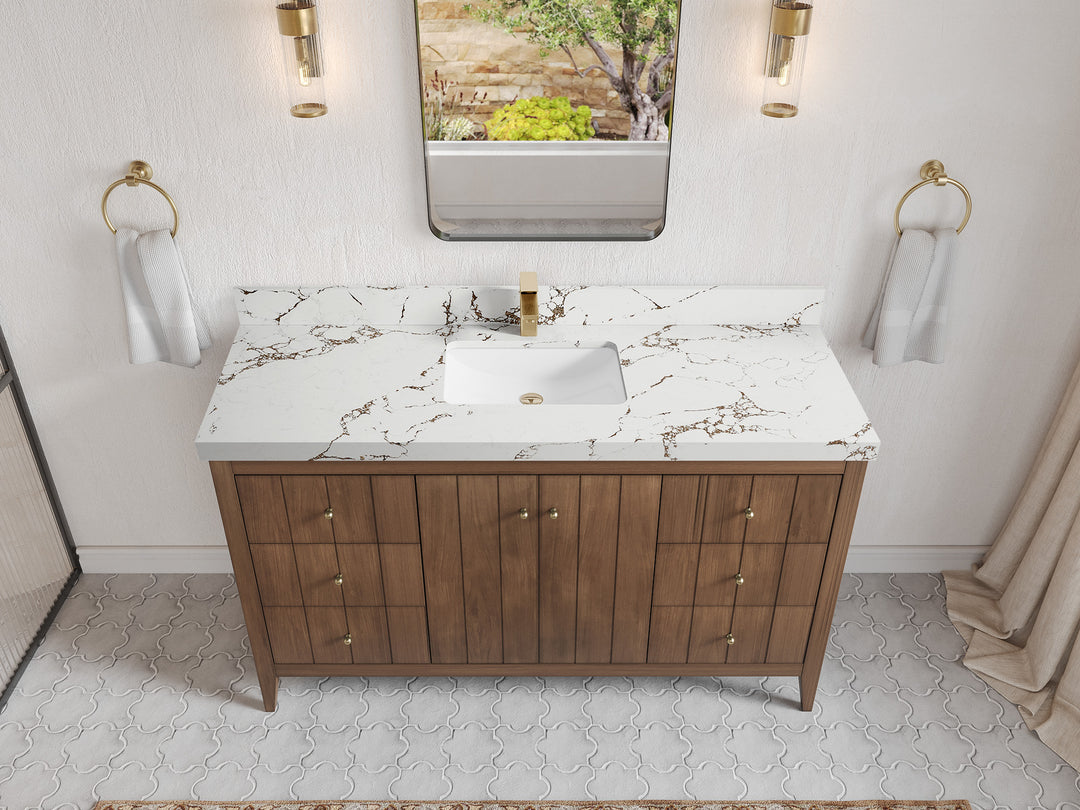 Atlanta Teak Wood 60 in. W x 22 in. D Single Sink Bathroom Vanity