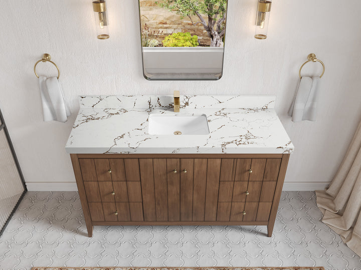 Atlanta Teak Wood 60 in. W x 22 in. D Single Sink Bathroom Vanity - photo 34