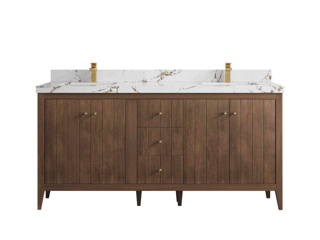 Atlanta Teak Wood 72 in. W x 22 in. D Double Sink Bathroom Vanity
