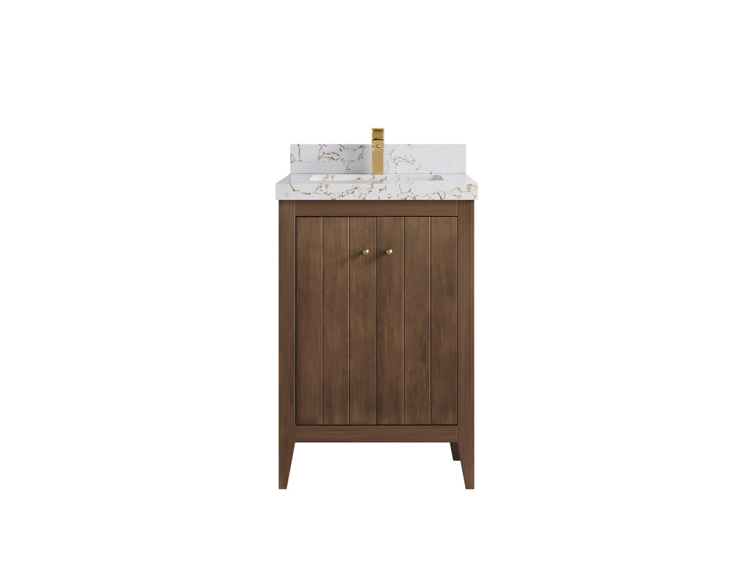 Atlanta Teak Wood 24 in. W x 22 in. D Single Sink Bathroom Vanity