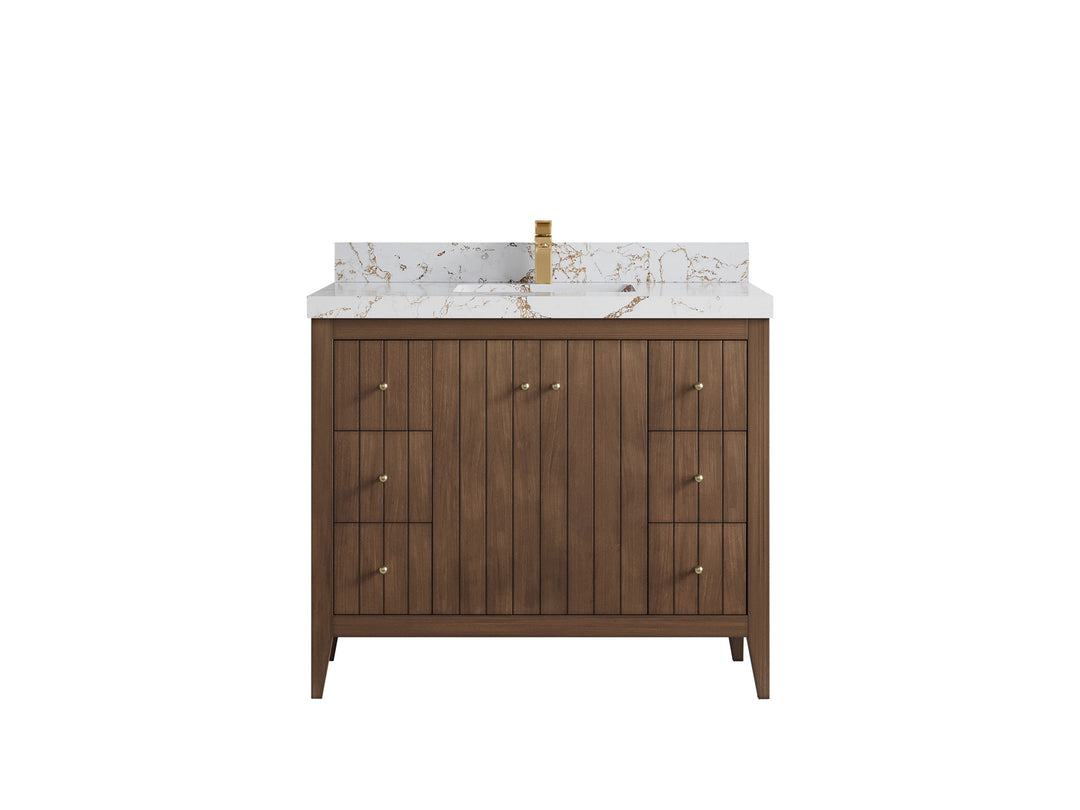 Atlanta Teak Wood 42 in. W x 22 in. D Single Sink Bathroom Vanity