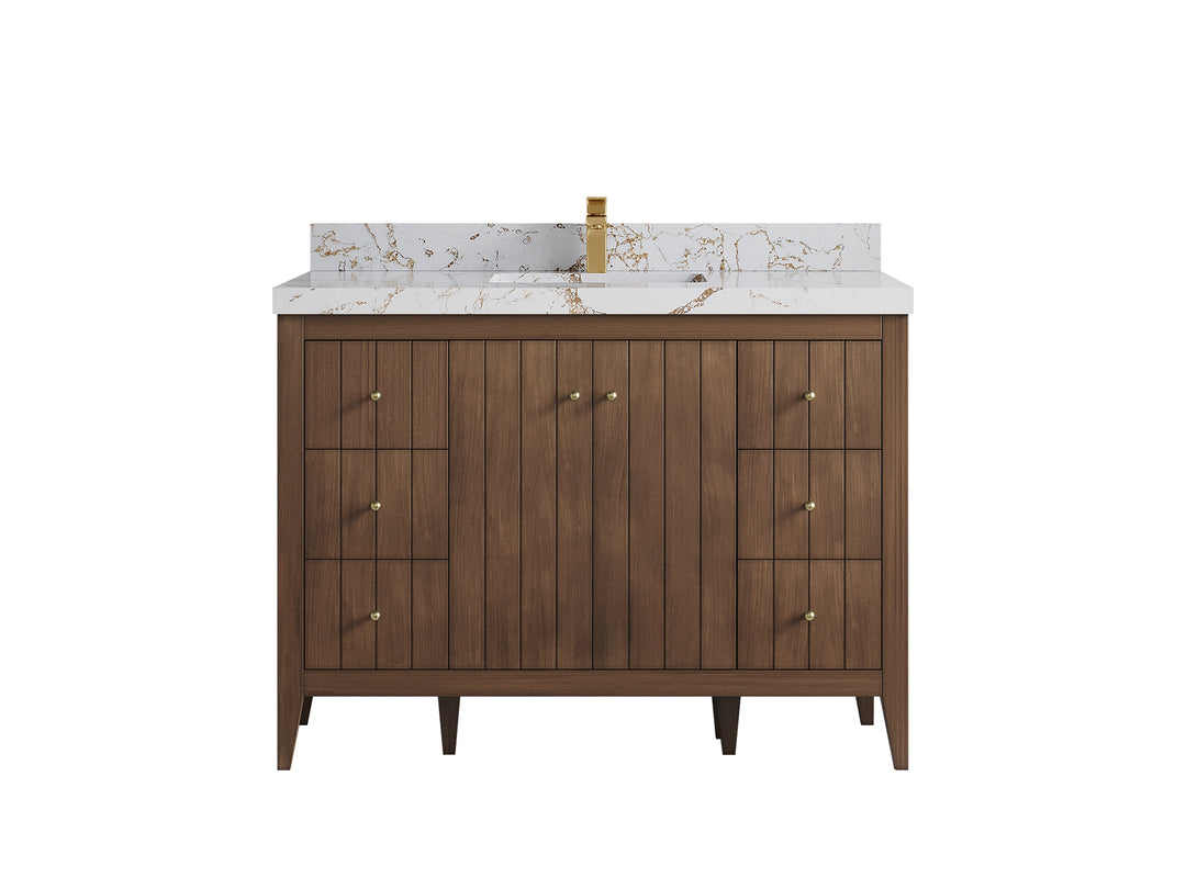 Atlanta Teak Wood 48 in. W x 22 in. D Single Sink Bathroom Vanity