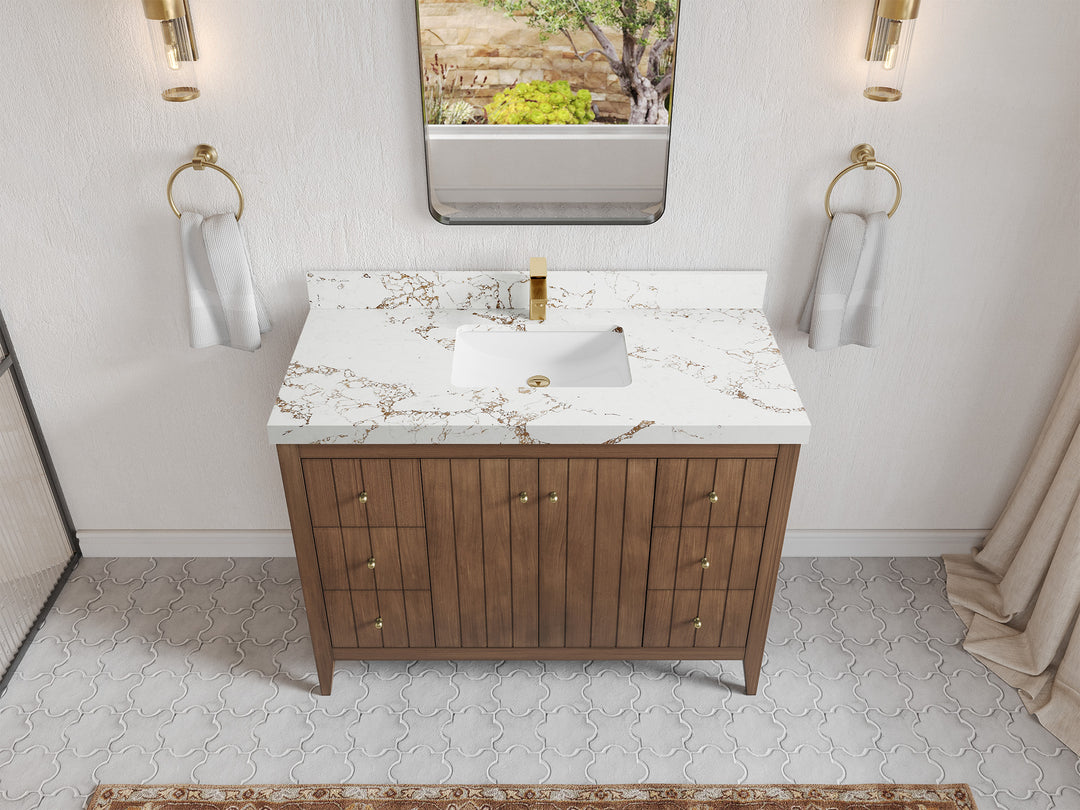 Atlanta Teak Wood 48 in. W x 22 in. D Single Sink Bathroom Vanity