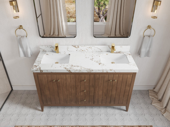 Atlanta Teak Wood 60 in. W x 22 in. D Double Sink Bathroom Vanity - photo 64