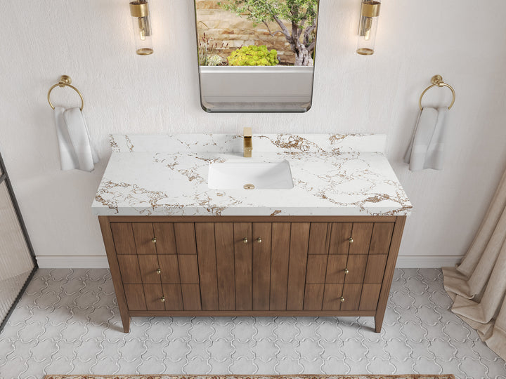 Atlanta Teak Wood 60 in. W x 22 in. D Single Sink Bathroom Vanity - photo 36