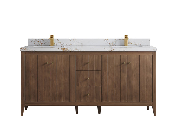 Atlanta Teak Wood 72 in. W x 22 in. D Double Sink Bathroom Vanity - photo 37