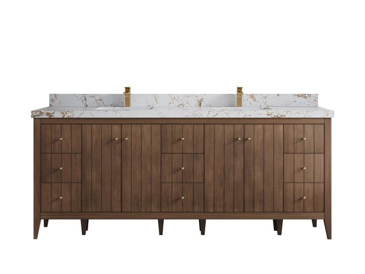 Atlanta Teak Wood 84 in. W x 22 in. D Double Sink Bathroom Vanity - photo 39