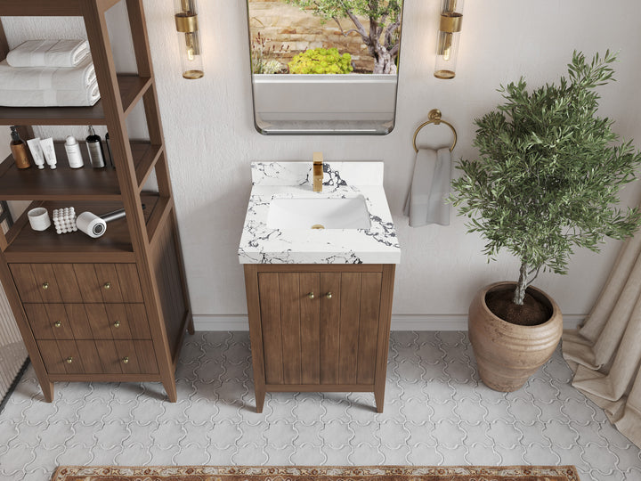 Atlanta Teak Wood 24 in. W x 22 in. D Single Sink Bathroom Vanity - photo 38