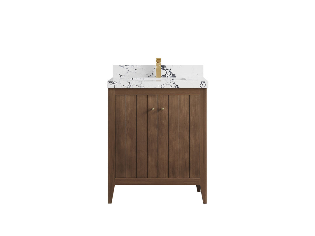 Atlanta Teak Wood 30 in. W x 22 in. D Single Sink Bathroom Vanity