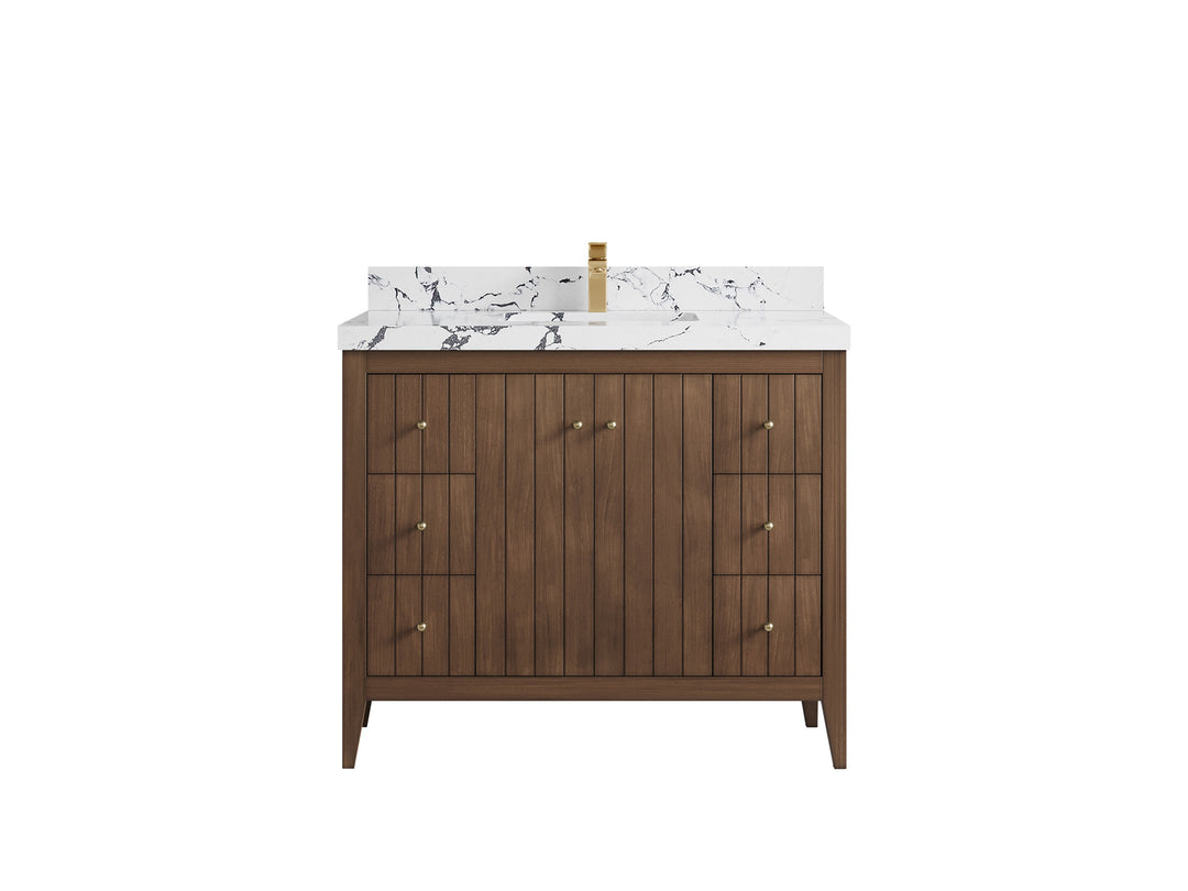 Atlanta Teak Wood 42 in. W x 22 in. D Single Sink Bathroom Vanity