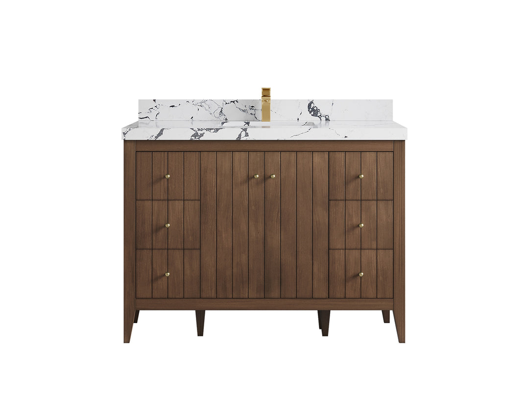 Atlanta Teak Wood 48 in. W x 22 in. D Single Sink Bathroom Vanity