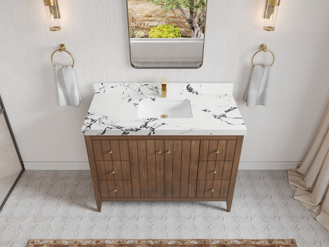 Atlanta Teak Wood 48 in. W x 22 in. D Single Sink Bathroom Vanity